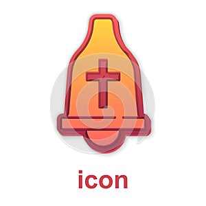 Gold Church bell icon isolated on white background. Alarm symbol, service bell, handbell sign, notification symbol