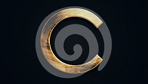 Gold Circle Brushed Initial Letter Type C Logo In An Elegant Design