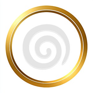 Gold Circle Frame with White Inner Border on White Background