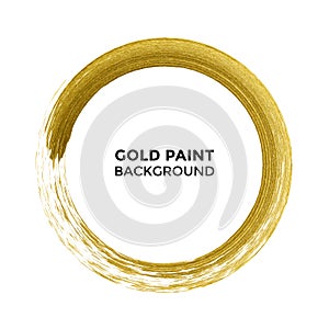 Gold circle glitter texture paint brush on vector white background