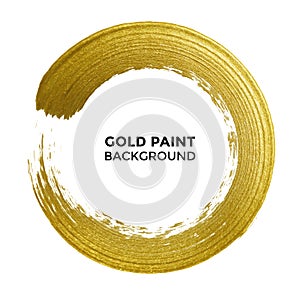 Gold circle glitter texture paint brush on vector white background