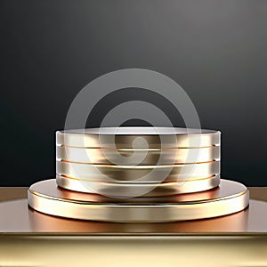 Gold Circle pedestal in eleglance luxuary for product presentation ai generated