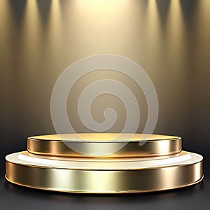 Gold Circle pedestal in eleglance luxuary for product presentation ai generated