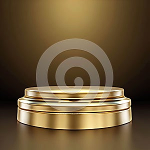 Gold Circle pedestal in eleglance luxuary for product presentation AI generated