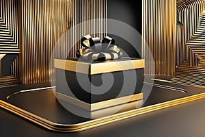 Gold Circle pedestal in eleglance luxuary for product presentation Ai generated