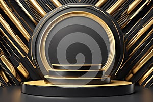 Gold Circle pedestal in eleglance luxuary for product presentation Ai generated