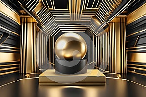 Gold Circle pedestal in eleglance luxuary for product presentation Ai generated