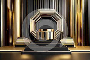 Gold Circle pedestal in eleglance luxuary for product presentation Ai generated