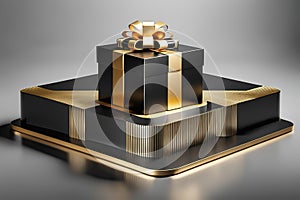 Gold Circle pedestal in eleglance luxuary for product presentation Ai generated