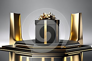 Gold Circle pedestal in eleglance luxuary for product presentation Ai generated