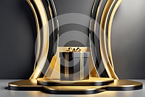 Gold Circle pedestal in eleglance luxuary for product presentation Ai generated