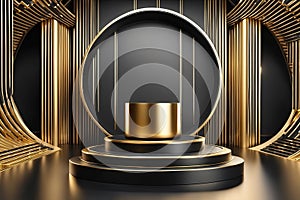 Gold Circle pedestal in eleglance luxuary for product presentation Ai generated