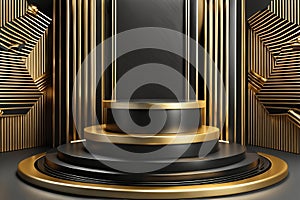 Gold Circle pedestal in eleglance luxuary for product presentation Ai generated