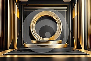 Gold Circle pedestal in eleglance luxuary for product presentation Ai generated