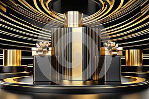 Gold Circle pedestal in eleglance luxuary for product presentation Ai generated