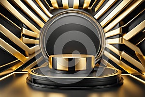 Gold Circle pedestal in eleglance luxuary for product presentation Ai generated