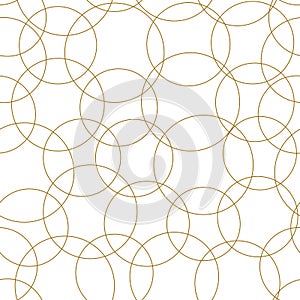 Gold circles abstract seamless vector pattern. Design for web banner, blog, wedding, digital paper, celebration, invite