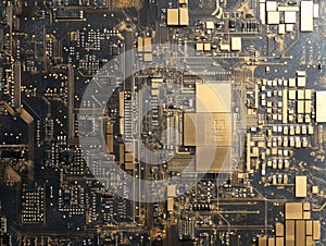 Gold circuit board technology abstract background