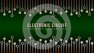 Gold Circuit Board Trees Texture on Dark Green Color Bakcground. Abstract Motherboard Vector Illustration.