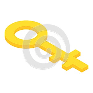 Gold city key icon, isometric style