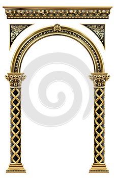 Gold classic frame of the rococo baroque door