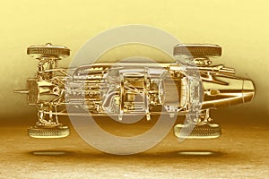 Gold classic vintage cars as an abstract art form