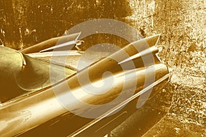 Gold classic vintage cars as an abstract art form