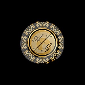 Gold Classy Wedding Sign AG Letter Logo photo