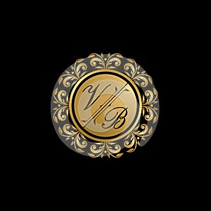 Gold Classy Wedding Sign VB Letter Logo