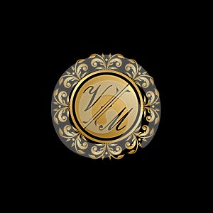 Gold Classy Wedding Sign VM Letter Logo