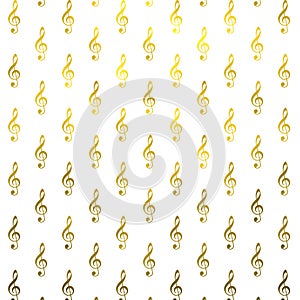 Gold Clef Note Faux Foil Metallic White Musical Symbol Music