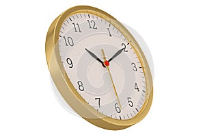 Gold clock isolated on white background. 3D illustration