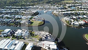 Gold Coast Boat Harbour View Canal Estate and RiverLinks Estate next to Coomera River Hope Island,