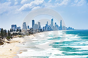 Gold Coast city with Surfer Paradise beach in Australia