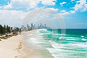 Gold Coast city with Surfer Paradise beach in Australia