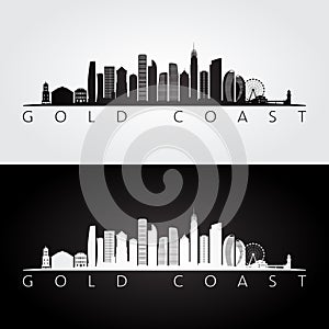 Gold Coast skyline and landmarks silhouette