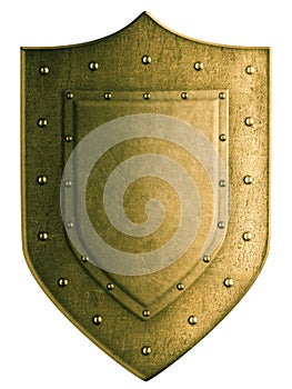 Gold coat of arms shield isolated with clipping