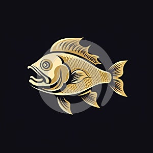 Gold Cod Vector Logo Design On Black Background photo