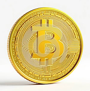 Gold coin bitcoin 3d illustration on white background Ai Generated