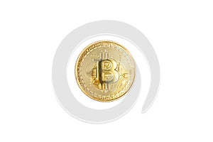 gold coin bitcoin isolated on white background, cryptocurrency concept