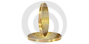 Gold coin bitcoin on a white background. Vector.