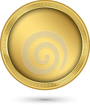 Gold coin, blank golden coin, vector
