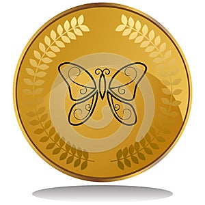 Gold Coin - Butterfly