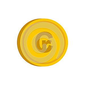 Gold coin with cruzeiro sign icon, flat style photo