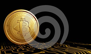 Gold Coin Digital Currency Symbol Bitcoin Cryptocurrency Digital currency exchange business. Online internet. Bitcoin on the