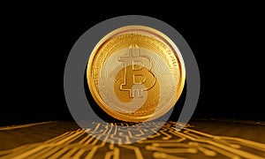 Gold Coin Digital Currency Symbol Bitcoin Cryptocurrency Digital currency exchange business. Online internet. Bitcoin on the