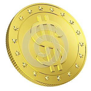 Gold coin with dollar sign