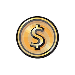 Gold coin with dollar sign icon. USD currency symbol. Money concept. Vector illustration on white background. photo