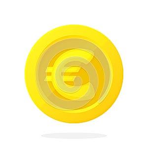 Gold coin of European Union euro in flat style
