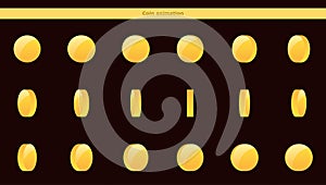 Gold coin frames animation for mobile game